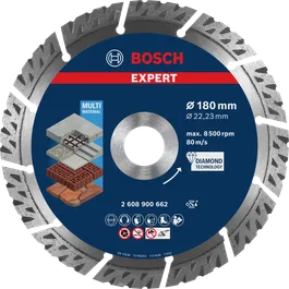 Disco de corte diamantado multimaterial Bosch EXPERT de 180 mm.