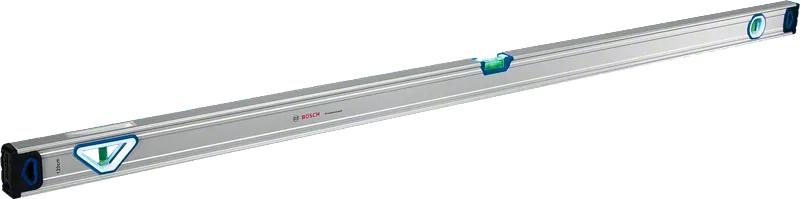 Nível de bolha de alumínio Bosch com bolha horizontal.