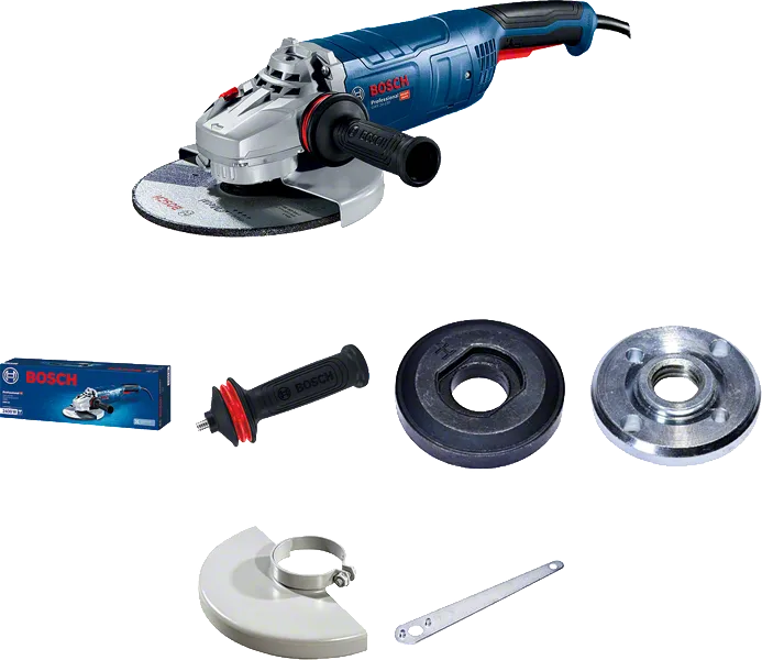 Rebarbadora Bosch GWS 24-180 com acessórios.