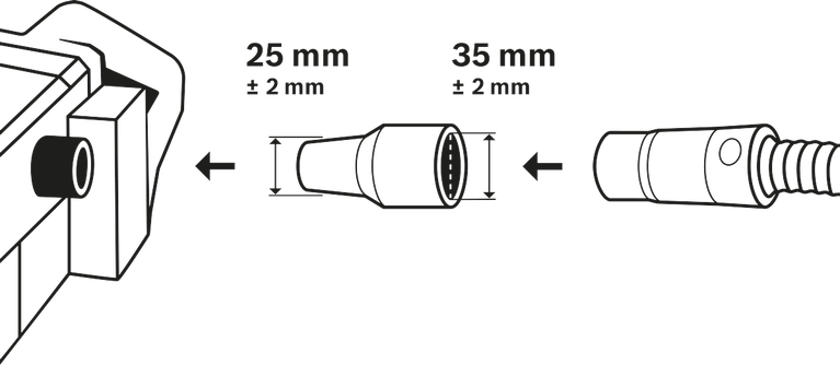 Conector Bosch para extração de pó com diâmetro de 25-35 mm.