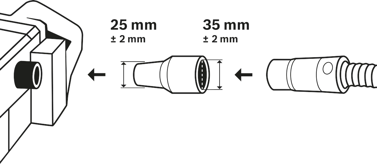 Conector para extração de poeiras.