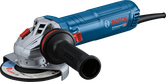 Rebarbadora Bosch GWS 12-125 S com cabo lateral ergonómico.