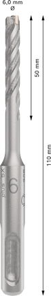 Broca de martelo Bosch PRO SDS plus-5X de 6 mm, comprimento de 110 mm.