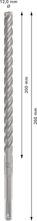 Broca de martelo Bosch PRO SDS plus-5X 12 mm, comprimento 260 mm.