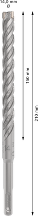 Broca de martelo Bosch PRO SDS plus-5X de 14 mm, comprimento de 210 mm.