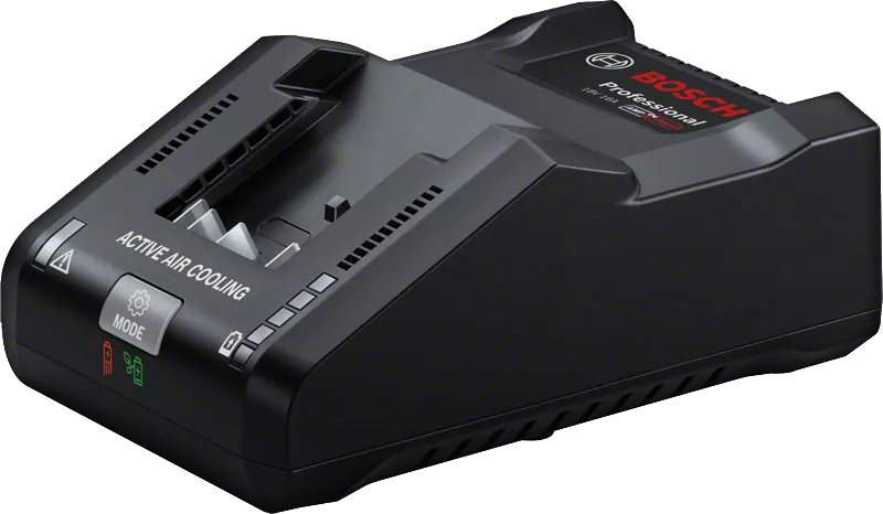 Carregador Bosch GAL 18V-160 com arrefecimento de ar ativo.