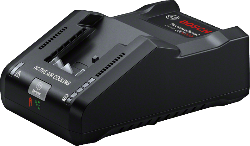 Carregador Bosch GAL 18V-160 com arrefecimento de ar ativo.