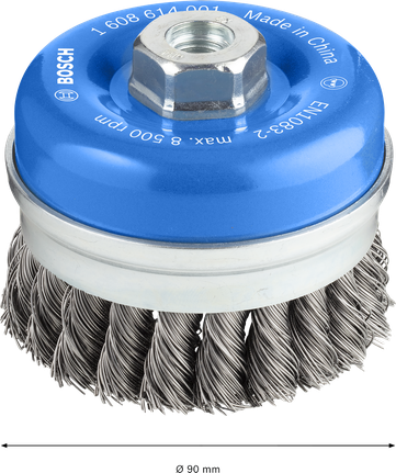 Escova metálica tipo copo Bosch PRO de 90 mm para rebarbadoras angulares.