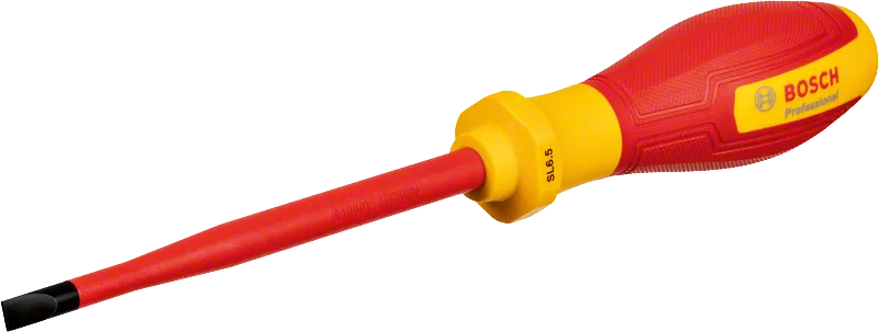 Chave de fendas isolada Bosch VDE SL6.5 para trabalhos elétricos.