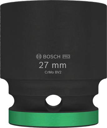 Casquilho de impacto Bosch PRO 1/2 polegada 27 mm com anel verde.