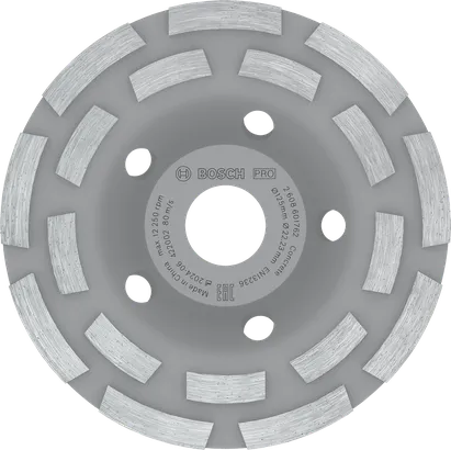 Cabeça de retificação em betão Bosch PRO de 125 mm para retificação de superfícies.