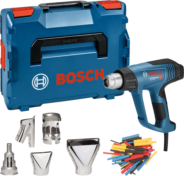 Kit de pistola de ar quente Bosch GHG 23-66 com bicos e estojo.