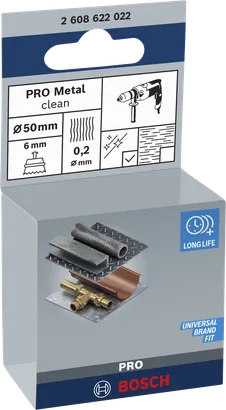 Escova de limpeza metálica Bosch PRO com copo de 50×0,2 mm.