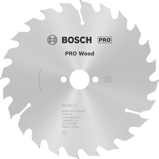 Lâmina de serra circular Bosch PRO Wood 160 mm T24 para madeira.