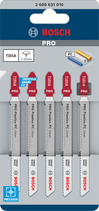 Lâminas de serra tico-tico Bosch PRO Plastics PC Clean T101A 100 mm 5 peças.
