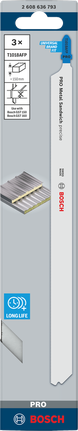 Lâminas de serra tico-tico Bosch PRO Metal Sandwich T1018AFP 250 mm 3 peças.