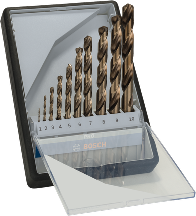 Conjunto de brocas helicoidais Bosch PRO HSS-Co em aço inoxidável, 10 unid.