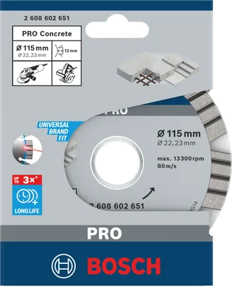 Disco diamantado Bosch PRO Concrete 115×22,23 mm.