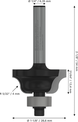 Broca de tupia Bosch PRO Roman Ogee haste de 1/4″, R 5/32″.
