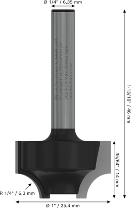 Broca de tupia Bosch PRO Ovolo R haste de 1/4″ 1/4″.