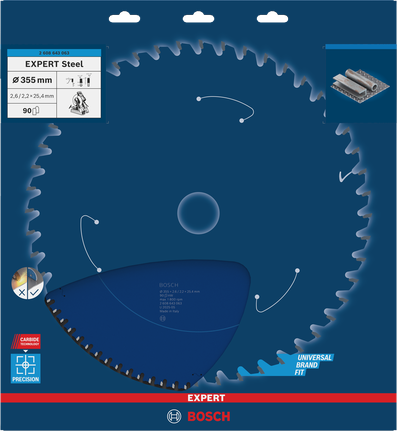 Lâmina de serra circular Bosch EXPERT Steel 355×2,6×25,4 mm T90.