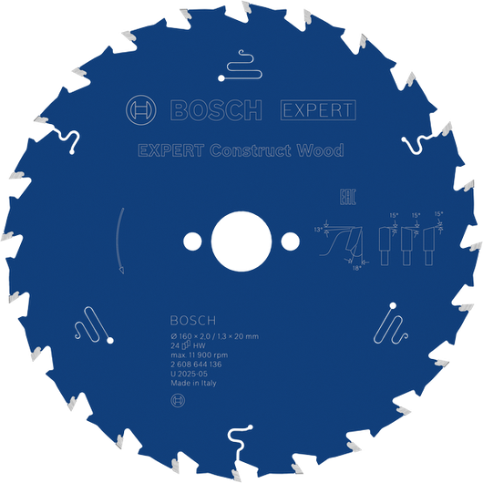 Lâmina de serra circular Bosch EXPERT Construct Wood, 160 mm T24.
