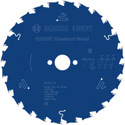 Lâmina de serra circular Bosch EXPERT Construct Wood, 160 mm T24.