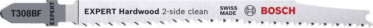 Lâmina de serra tico-tico Bosch EXPERT Hardwood T308BF com limpeza de ambos os lados.