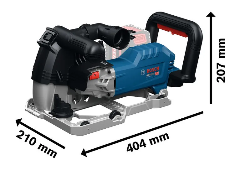 Fresadora de parede Bosch GNF18V-40 com dimensões.