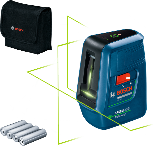 Ferramenta de nivelamento a laser Bosch GLL 3XG com laser verde.