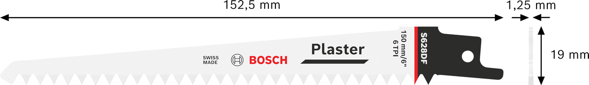 Lâmina de serra bimetálica bimetálica Bosch S 628 DF para gesso.