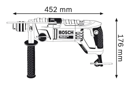 Dimensões da berbequim de impacto.