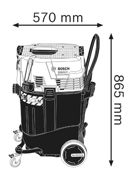 Dust extractor dimensions.