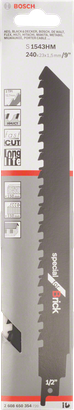 Bosch S 1543 HM carbide reciprocating saw blade 240mm.