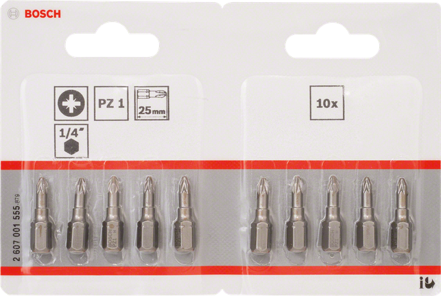 Bosch screwdriver bit Extra Hard PZ1 25mm pack of 10.