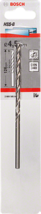 Bosch 4.5mm HSS-G metal drill bit.