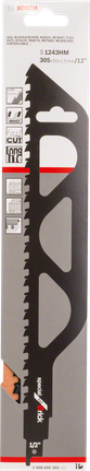 Bosch S 1243 HM carbide reciprocating saw blade for long life cuts.