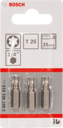 Bosch T25 25mm screwdriver bits set of three.