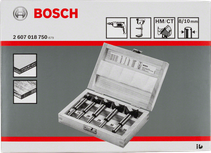 Bosch 5-piece tungsten carbide hinge cutting bit set.