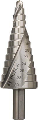 Bosch HSS step drill bit 6-30mm for precise hole sizing.