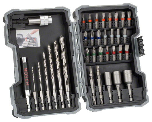 Bosch 35-piece HSS drill and screwdriver bit set Extra Hard.
