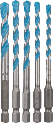 Bosch HEX-9 MultiConstruction 5-piece drill bit set.