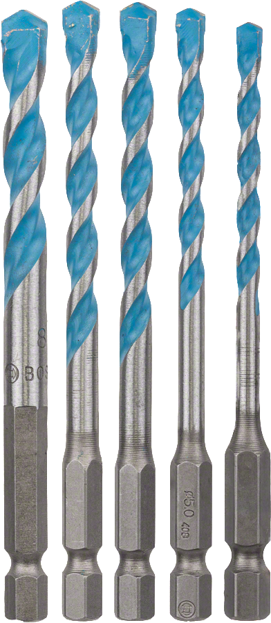 Bosch HEX-9 MultiConstruction 5-piece drill bit set.