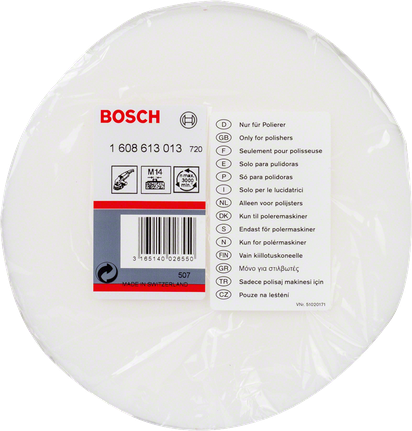 Bosch polishing sponge with M14 thread, 160 mm diameter.
