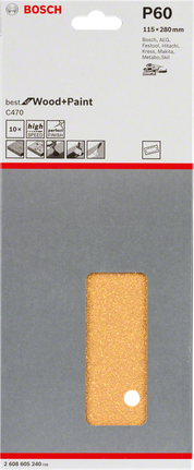 Bosch C470 sanding sheets 115×280mm 10-pack.