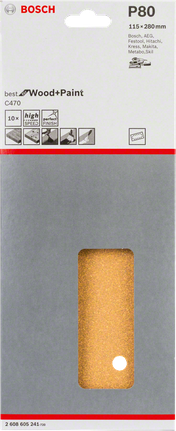 Bosch C470 sanding sheets 115×280mm pack 10.