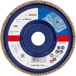 Bosch X431 flap disc for metal, 125 mm diameter.