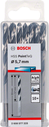 Bosch HSS PointTeQ 5.7mm drill bits.