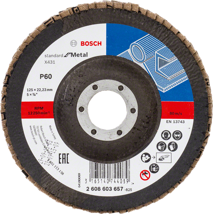 Bosch X431 flap disc Standard for Metal P60 grit.