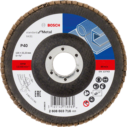 Bosch X431 flap disc for metal, 125 mm grit 40.